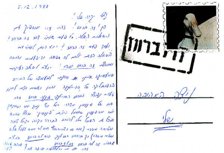 גלויה מסדרת "גלויות לניצה"