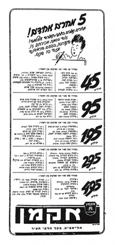 אקמן. 5 מחירים אחידים